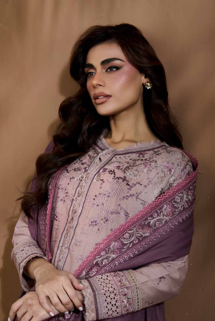 3 Piece Unstitched Embroidered Herringbone Winter Shawl by Sobia Nazir WS25-Design - 6 B