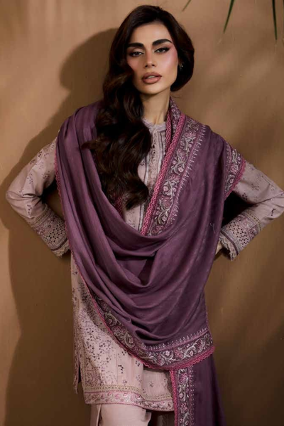 3 Piece Unstitched Embroidered Herringbone Winter Shawl by Sobia Nazir WS25-Design - 6 B