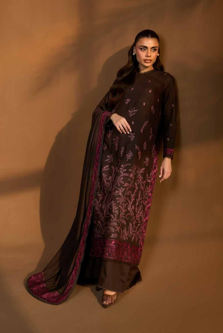 3 Piece Unstitched Embroidered Herringbone Winter Shawl by Sobia Nazir WS25-Design - 7 A