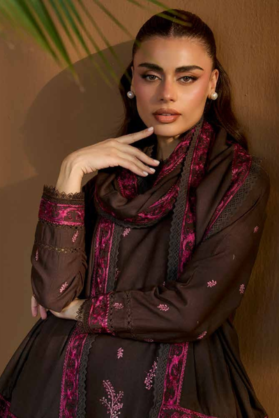 3 Piece Unstitched Embroidered Herringbone Winter Shawl by Sobia Nazir WS25-Design - 7 A