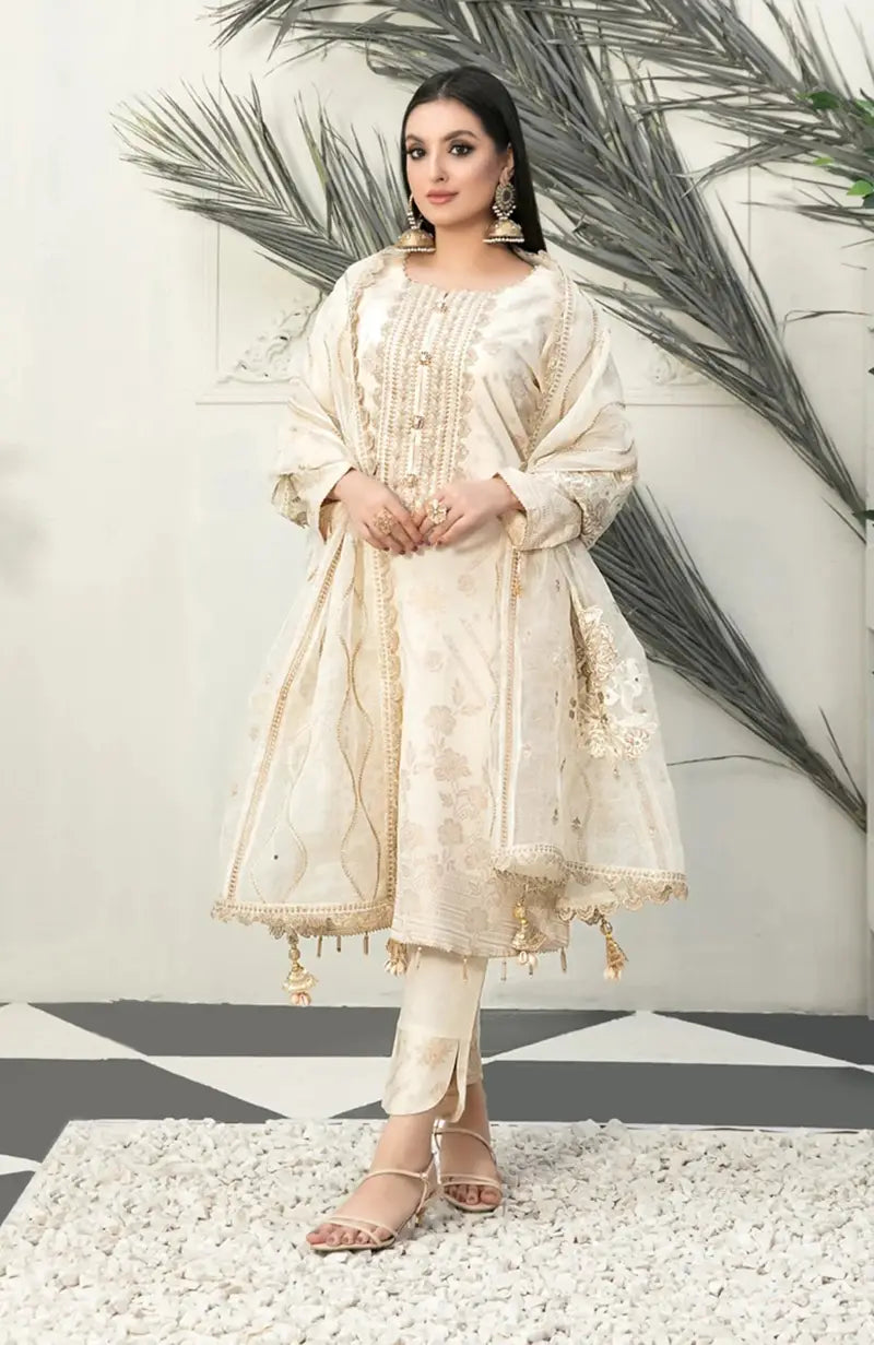 3 Piece Stitched Karandi Banarsi Suit Safiya By Tawakkal - 04