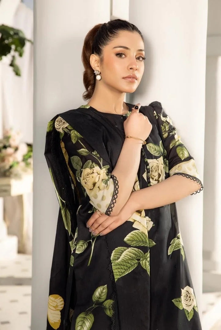 3 Piece Stitched Printed Lawn Suit From Maria.B By M.Basics Vol-01 Collection'25  Elaheh - 07