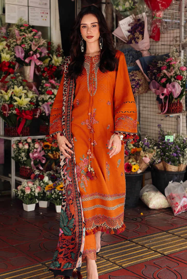 3 Piece Stitched EMBROIDERED PEACH LEATHER WITH PRINTED WOOL SHAWL by Charizma Poshima Vol-1'25 PSW5-03