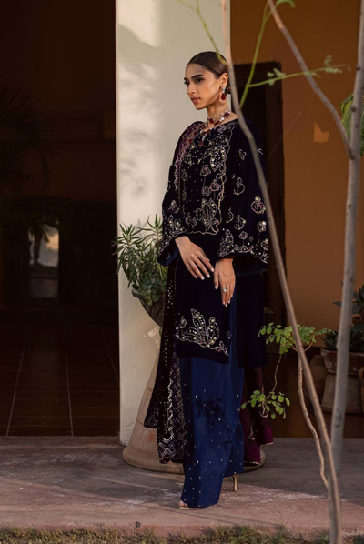 3 Piece Unstitched Velvet Embroidered Maya by Nurèh Wedding Edit Vol-II NU25MV NW-116