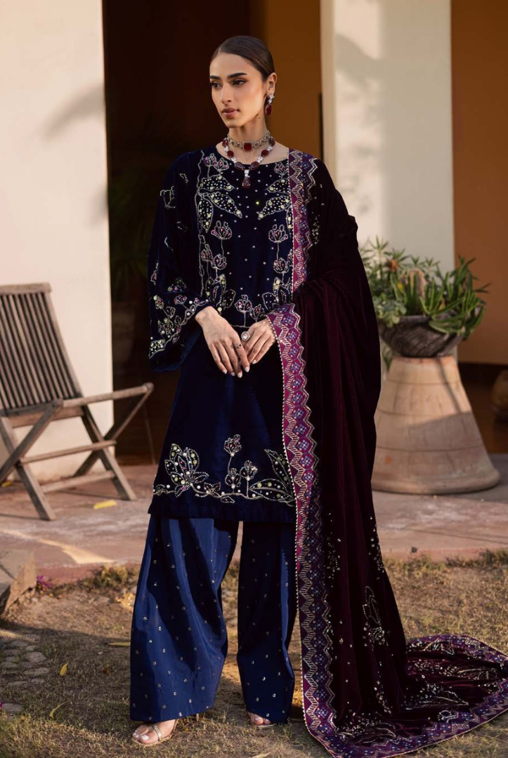 3 Piece Unstitched Velvet Embroidered Maya by Nurèh Wedding Edit Vol-II NU25MV NW-116