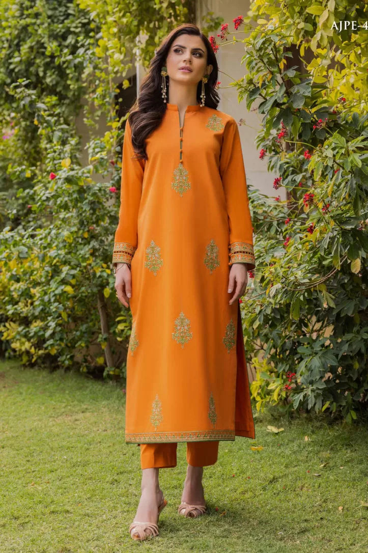 1 Piece Stitched Festive Pret Suit By Asim Jofa -  Rust