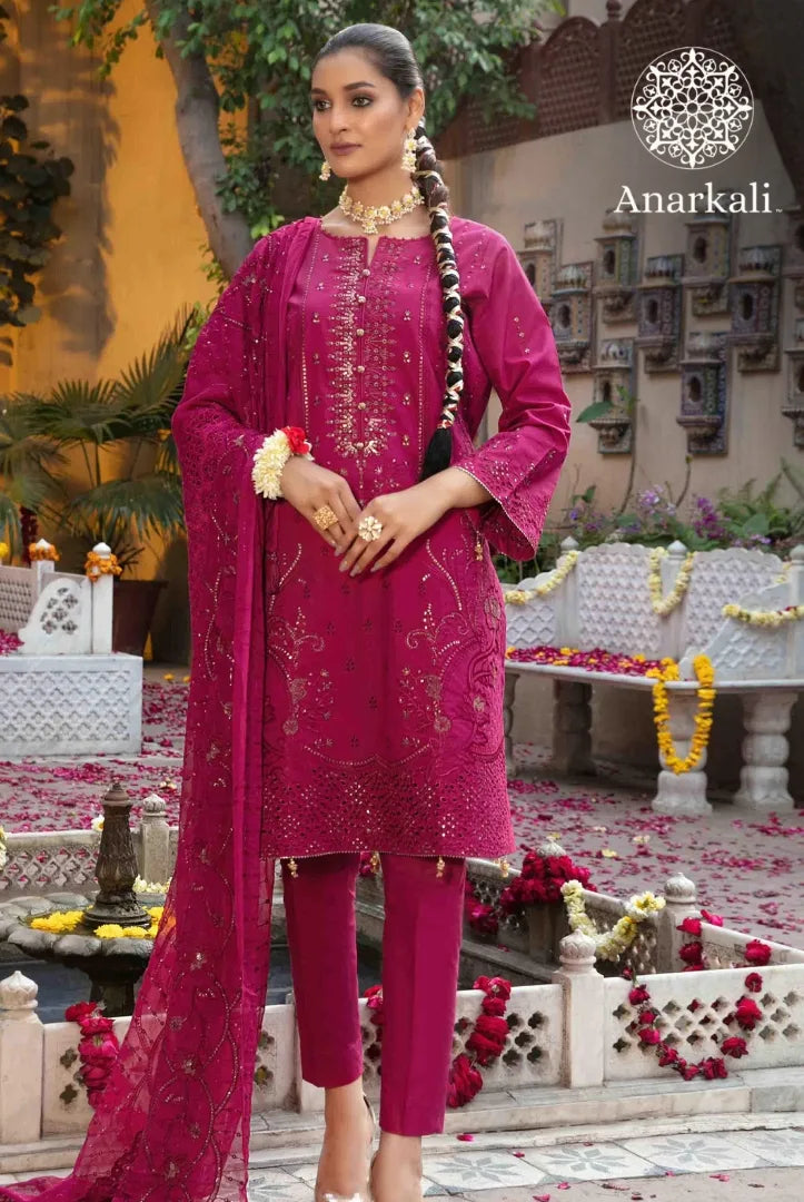 Tawakkal Jashan 3 Piece Stitched Suit(Maroon)