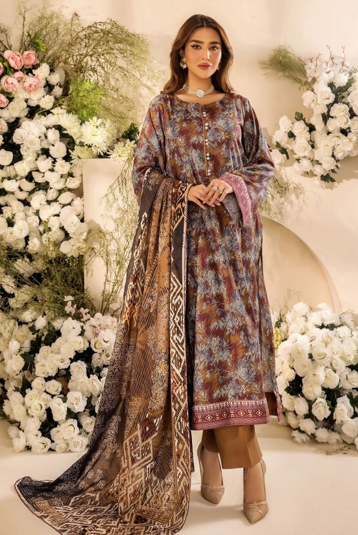 3 Piece Stitched Digital Printed Doria Cambric Suits From Safwa By Koka - 04