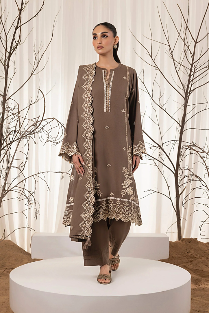 3 Piece Stitched Embroidered Cashmi Wool With Lakhany Winter Embriodered Shawl collection 04