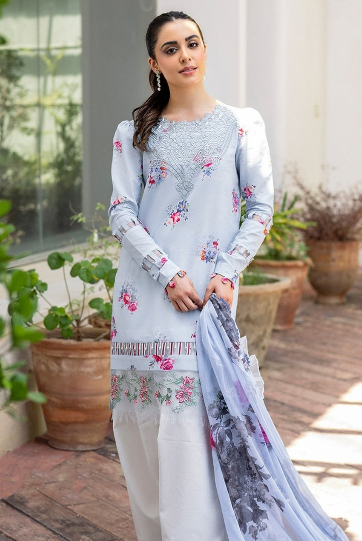 3 Piece Stitched Embroidered Lawn Suit | Meraki Vol'2 By Asifa & Nabeel - Pankh