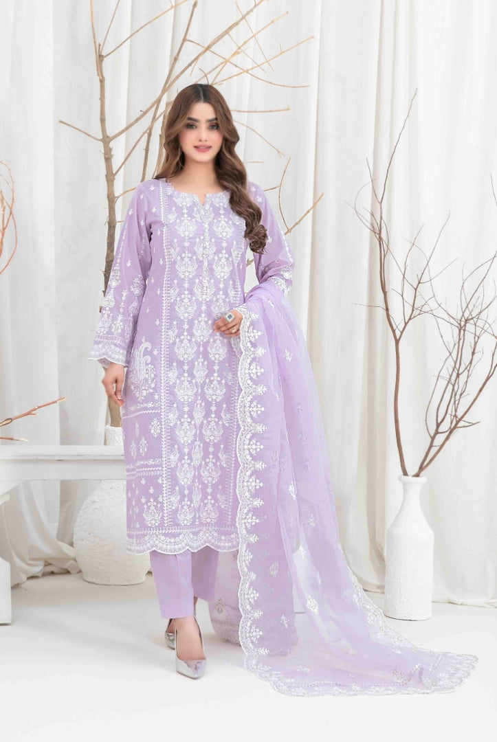 3 Piece Stitched Fancy Embroidered Lawn Suit From Aeni By Tawakkal - 04