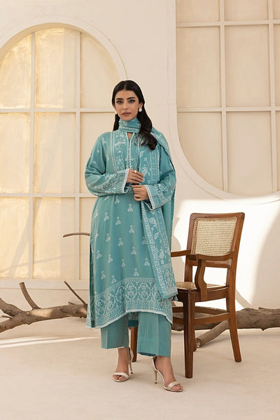 3 Piece Stitched Printed Suits Collection By Lakhany Pashmina - Aqua