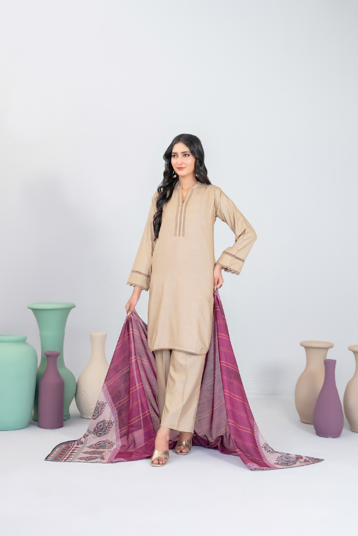 3 Piece Stitched FANCY SHAWL DIGITAL PRINT Asmera Collection'25 By Tawakkal D-5736