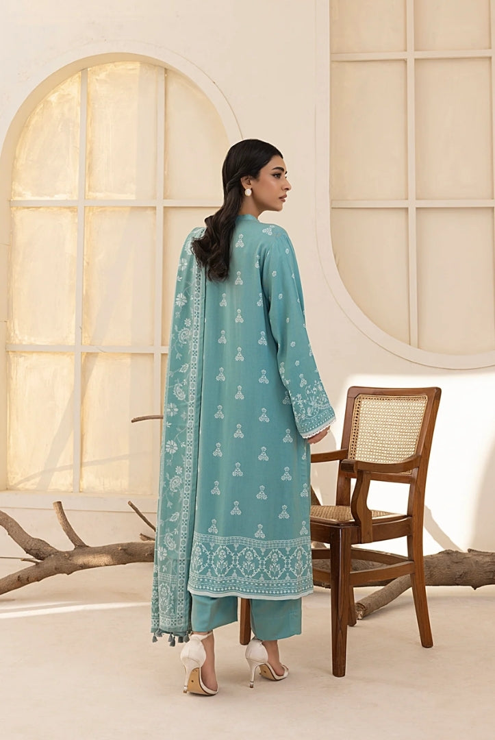 3 Piece Stitched Printed Suits Collection By Lakhany Pashmina - Aqua