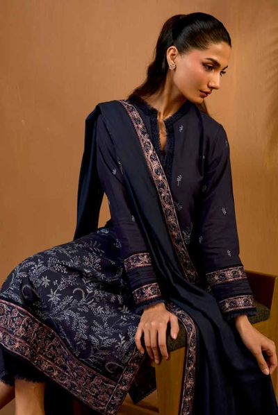 3 Piece Unstitched Embroidered Herringbone Winter Shawl by Sobia Nazir WS25-Design - 7 B