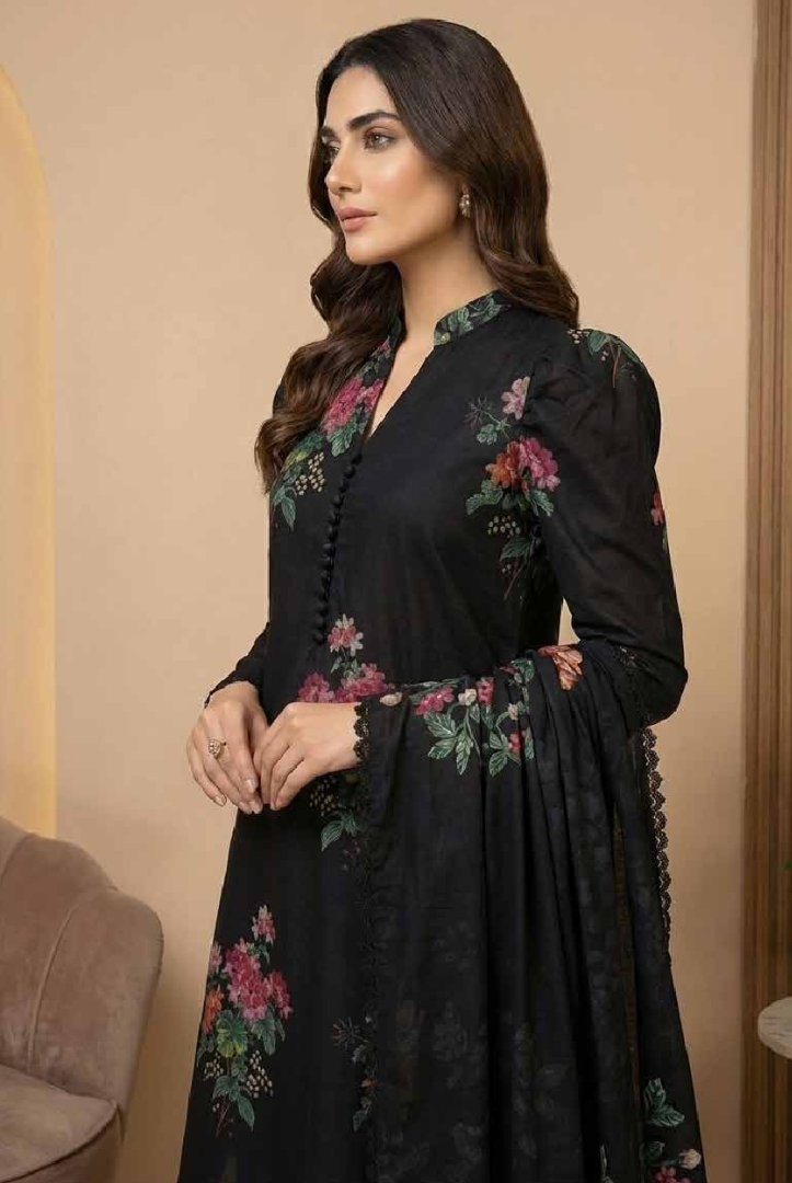 3 Piece Unstitched Wool shawl Embroidered Khaas by Johra JW-613