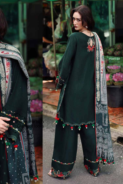 3 Piece Stitched EMBROIDERED PEACH LEATHER WITH PRINTED WOOL SHAWL by Charizma Poshima Vol-1'25 PSW5-04