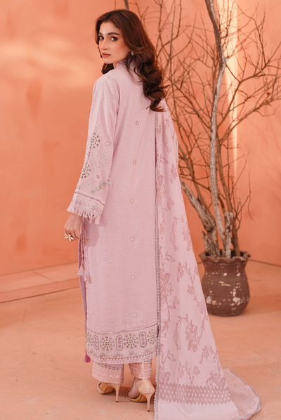 3 Piece Unstitched Embroidered Velvet Jacquard Dhanak Shawl Vihana by Johra JW/ 580