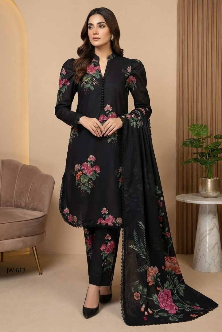 3 Piece Unstitched Wool shawl Embroidered Khaas by Johra JW-613