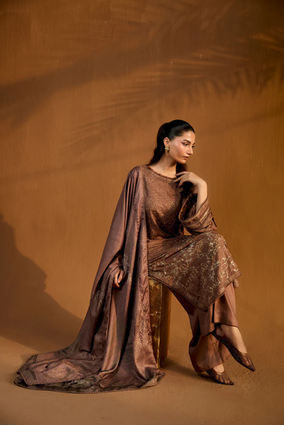 3 Piece Unstitched Embroidered Herringbone Winter Shawl by Sobia Nazir WS25-Design - 1 B