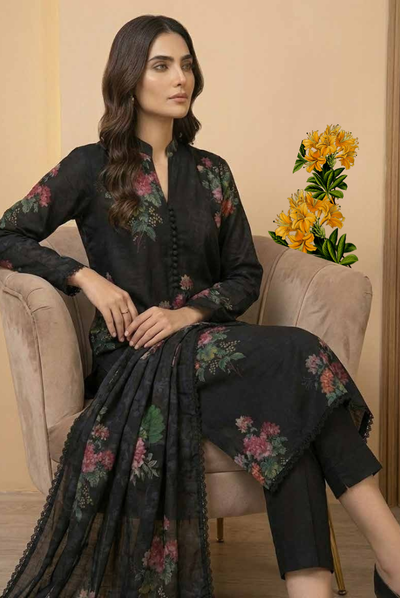 3 Piece Unstitched Wool shawl Embroidered Khaas by Johra JW-613