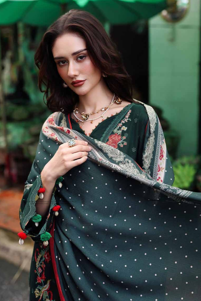 3 Piece Stitched EMBROIDERED PEACH LEATHER WITH PRINTED WOOL SHAWL by Charizma Poshima Vol-1'25 PSW5-04