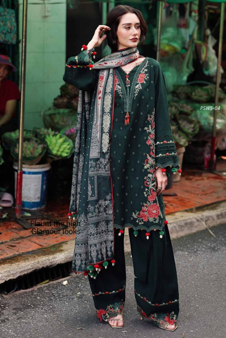 3 Piece Stitched EMBROIDERED PEACH LEATHER WITH PRINTED WOOL SHAWL by Charizma Poshima Vol-1'25 PSW5-04