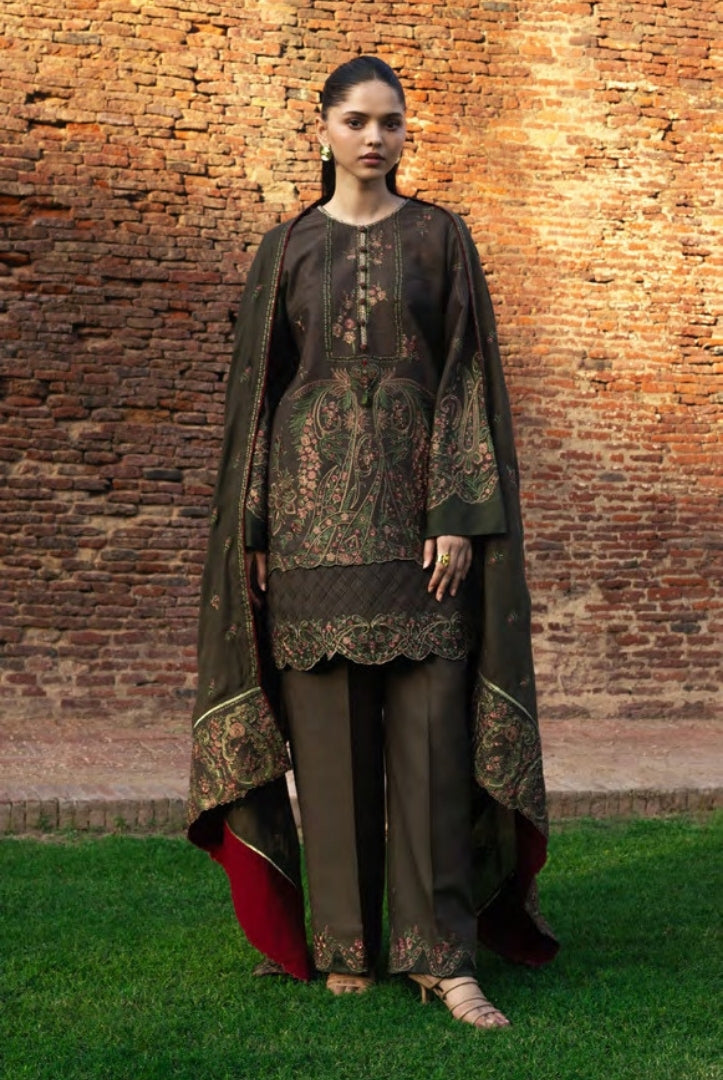 3 Piece Stitched Embroidered Khaddar Suit From Zara Shahjahan Winter Shawl Collection - ZOHREH