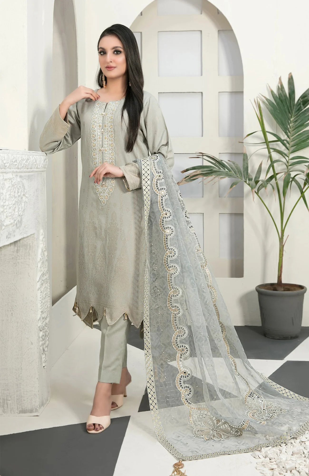 3 Piece Stitched Karandi Banarsi Suit Safiya By Tawakkal - 05