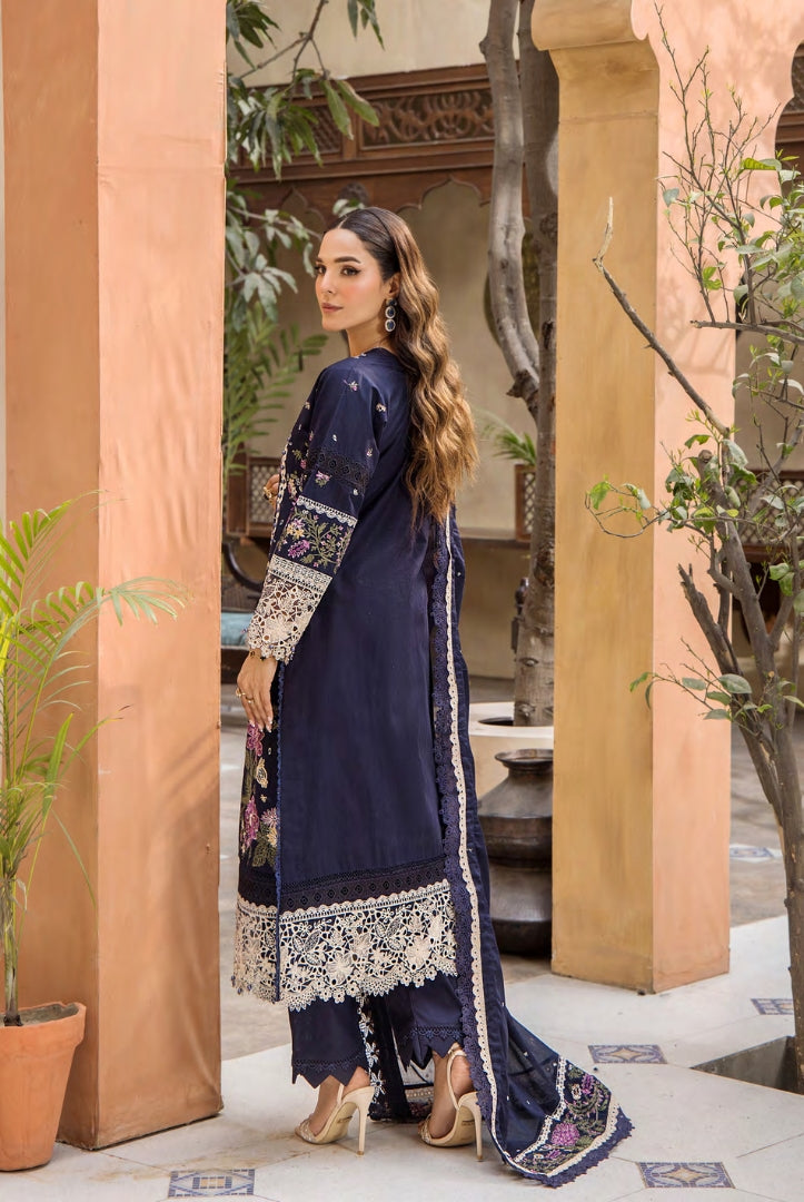 3 Piece Stitched Luxury Lawn Embroidered Suits Collection By Eshaisha - VELVET NIGHT