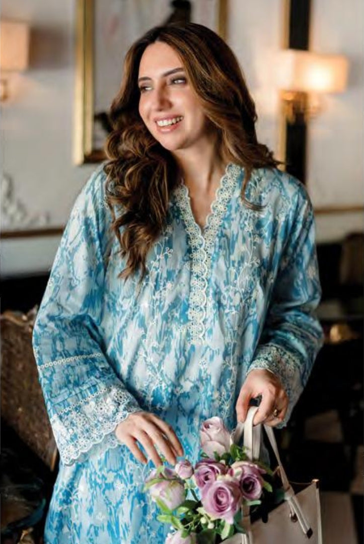 02 Piece Stitched Cambric Embroidered Suit By Lakhany Brunch - 05