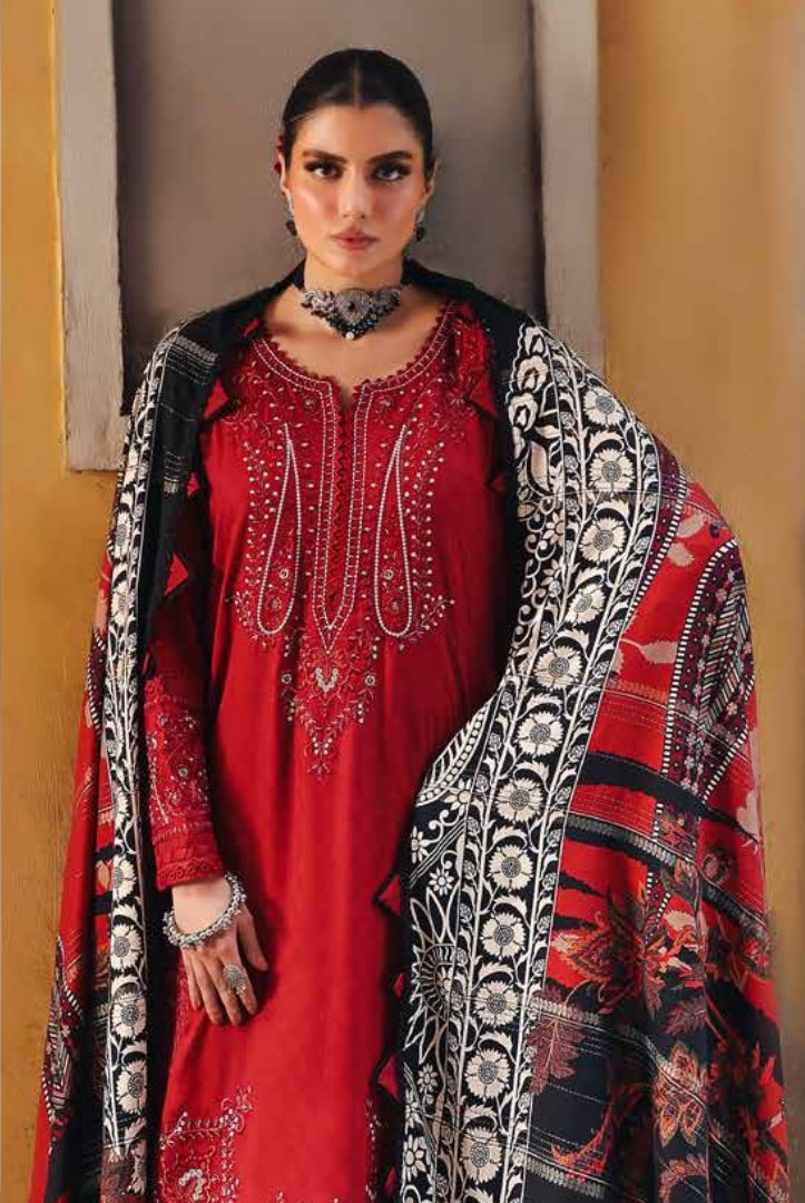 3 Piece Stitched Embroidered Jacquard Suits Collection By Nureh Maya Linen - 05