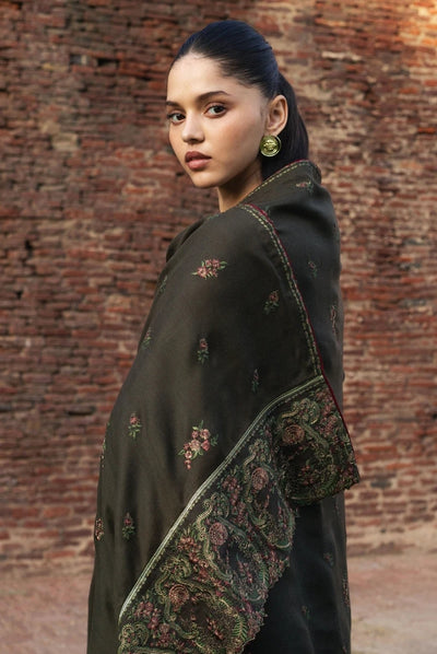 3 Piece Stitched Embroidered Khaddar Suit From Zara Shahjahan Winter Shawl Collection - ZOHREH