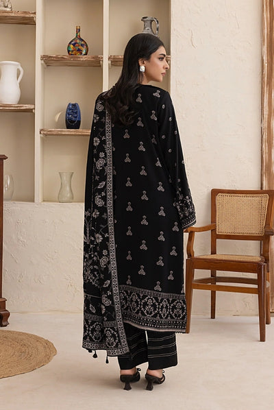 3 Piece Stitched Printed Suits Collection By Lakhany Pashmina - Black