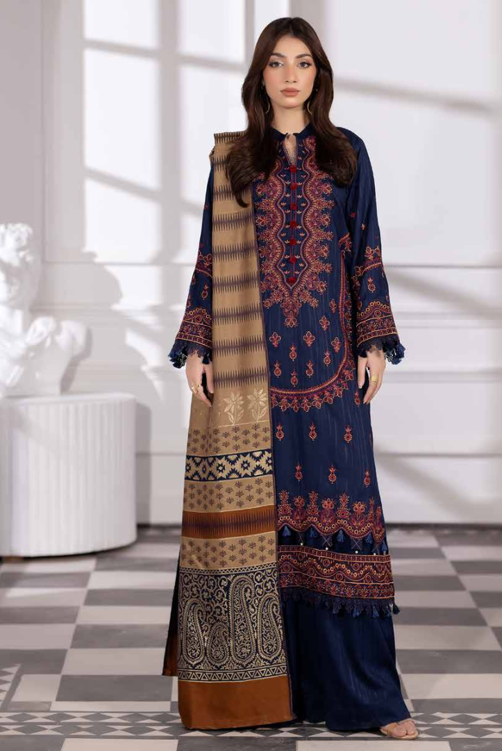 3 Piece Unstitched Embroidered Jacquard Shaw Ameeli by Johra JW -741