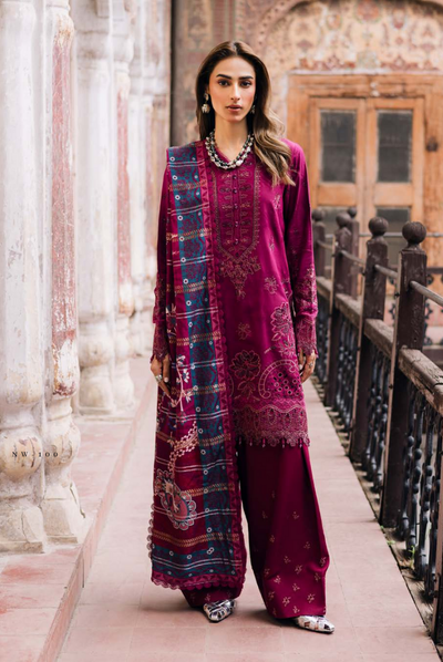 3 Piece Stitched Maya by Nureh Embroidered Self Linen Jacquard NU25MYA - NW-100