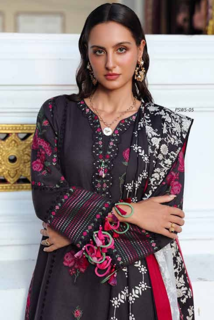 3 Piece Stitched EMBROIDERED PEACH LEATHER WITH PRINTED WOOL SHAWL by Charizma Poshima Vol-1'25 PSW5-05