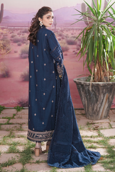 3 Piece Unstitched Embroidered jackquard velvet shawl Hoorish by Johra JW/ 593