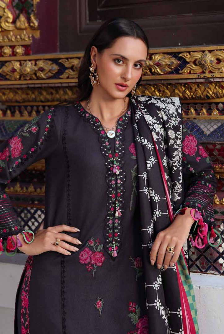 3 Piece Stitched EMBROIDERED PEACH LEATHER WITH PRINTED WOOL SHAWL by Charizma Poshima Vol-1'25 PSW5-05