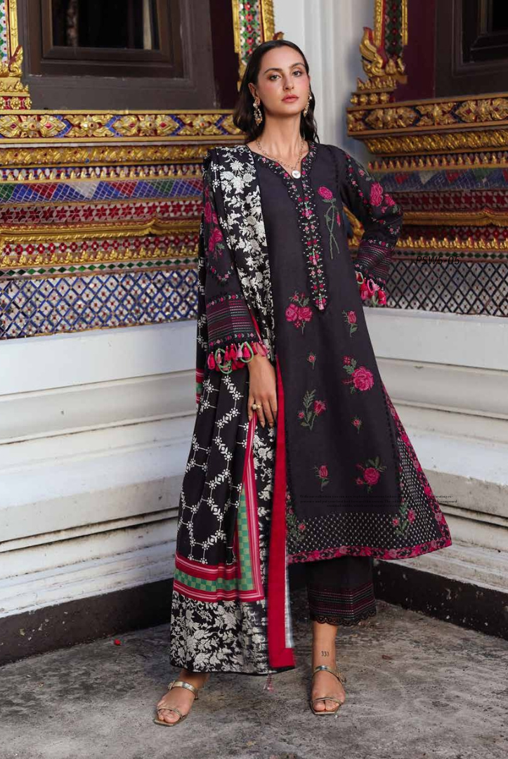 3 Piece Stitched EMBROIDERED PEACH LEATHER WITH PRINTED WOOL SHAWL by Charizma Poshima Vol-1'25 PSW5-05