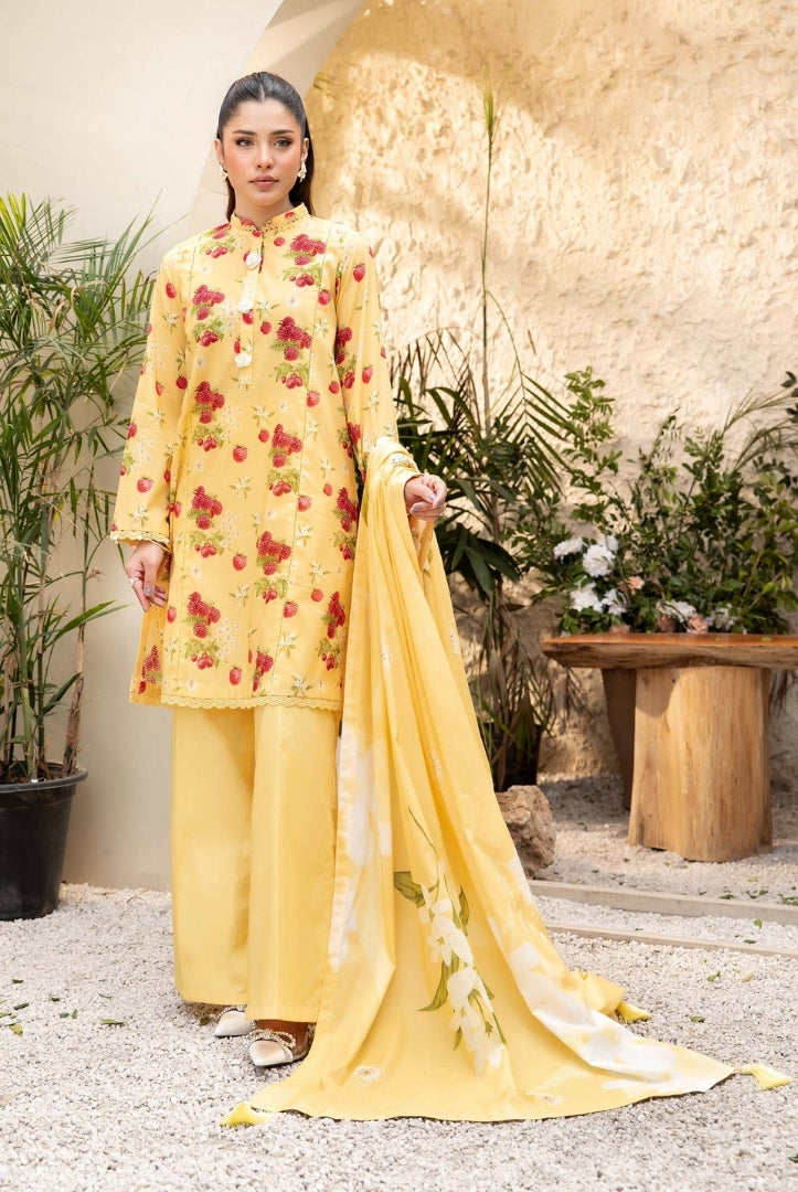 3 Piece Stitched Printed Lawn Suit From Maria.B By M.Basics Vol-01 Collection'25  Elaheh - 06