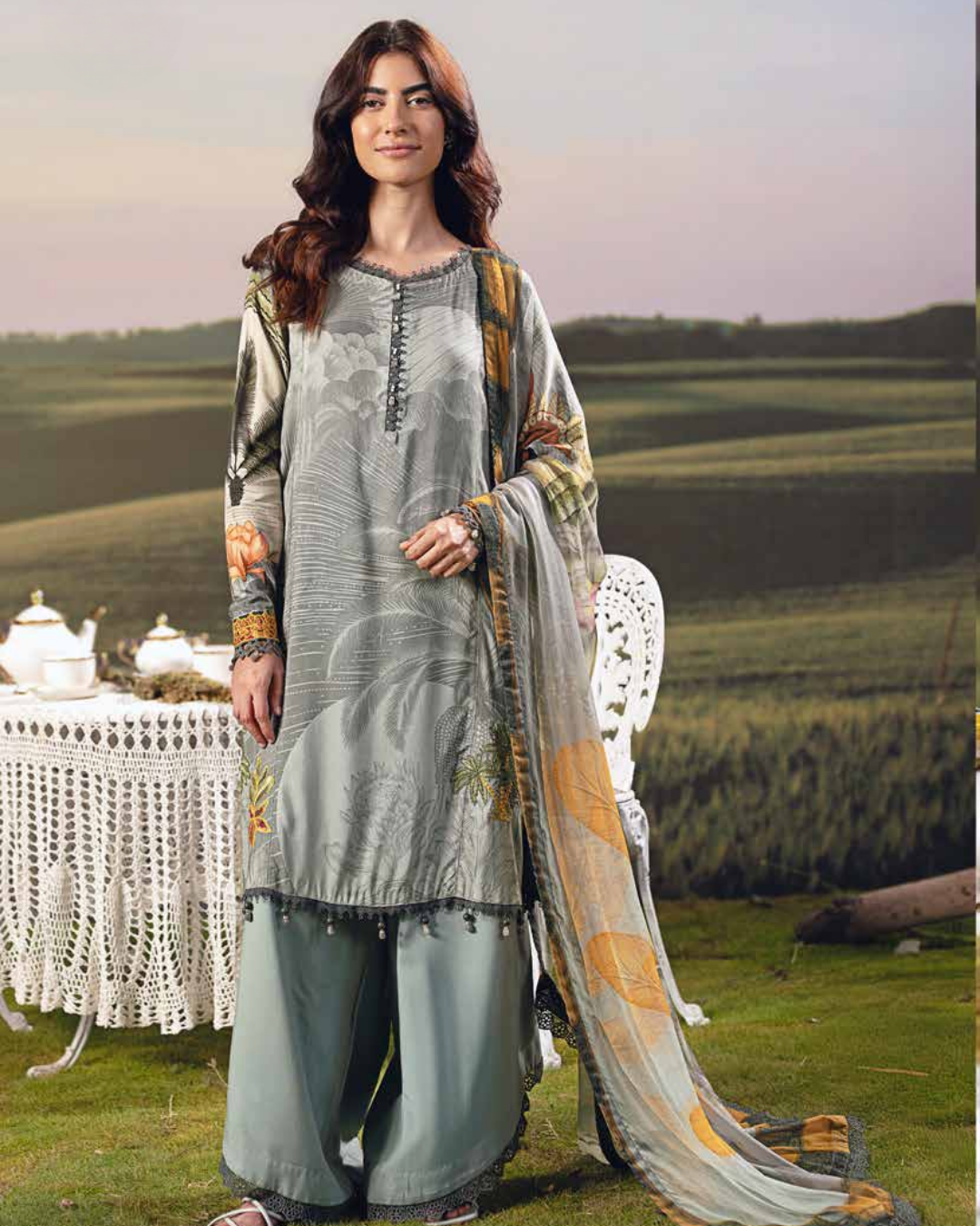 3 Piece Stitched Embroidered Linen Casual - Pre/Fall 25 Winter M.Basics by MARIA.B  - MBPF#06