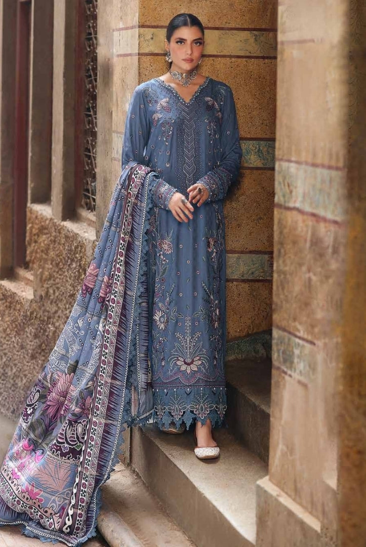 3 Piece Stitched Embroidered Jacquard Suits Collection By Nureh Maya Linen - 06