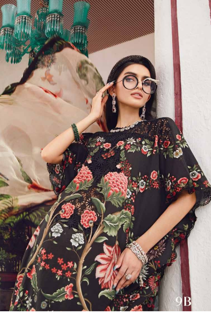 3 Piece Stitched Embroidered Linen Rani Mahal by Maria B M prints Fall Edit'25 Winter Collection MB25FE-9B