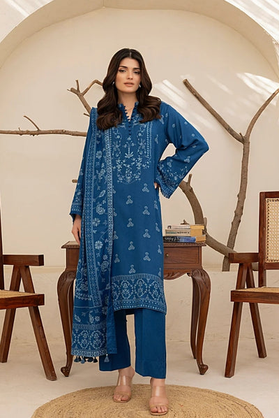 3 Piece Stitched Printed Suits Collection By Lakhany Pashmina - Blue