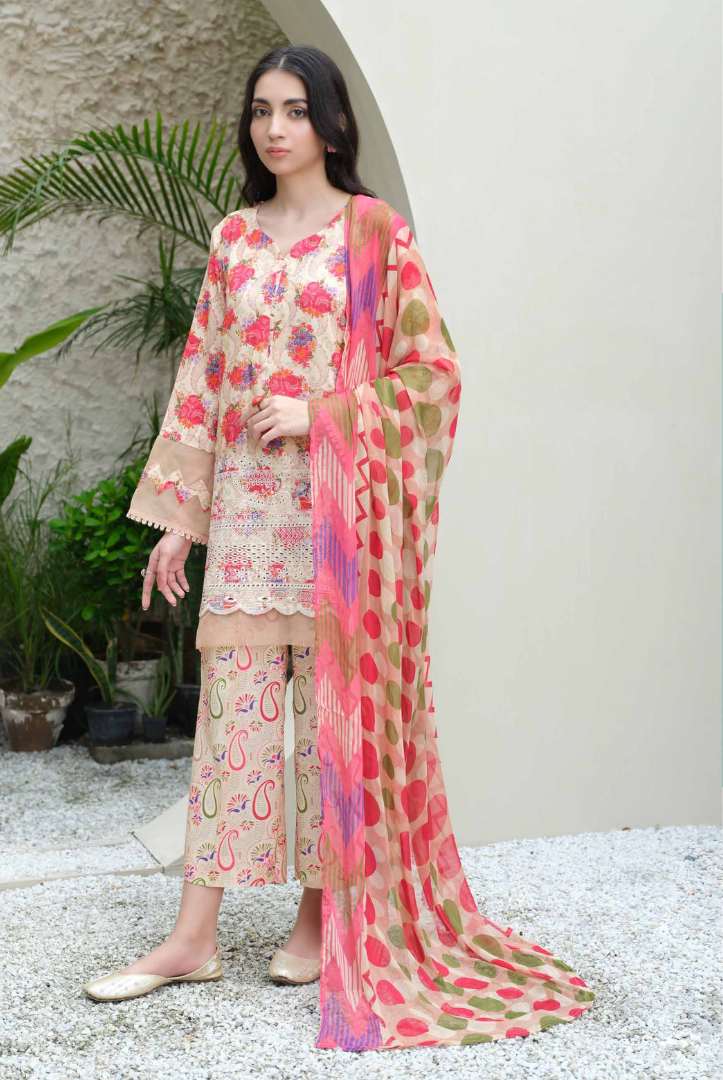 3 Piece Stitched Embroidered Digital Printed Suits From Florant By Johra - 06