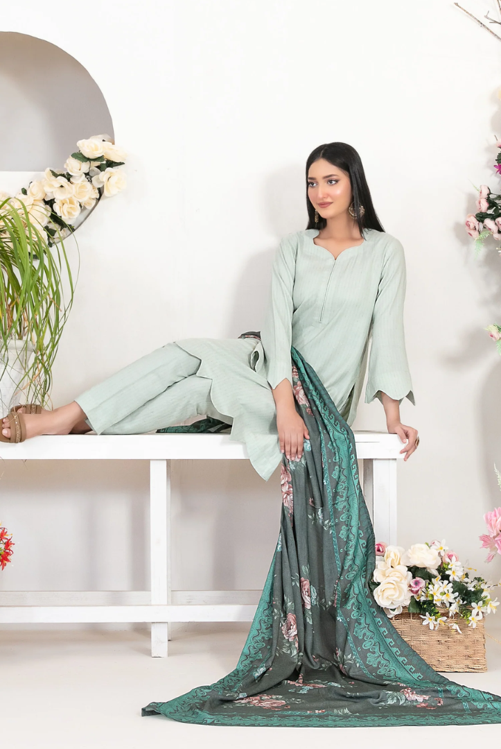 3 Piece Stitched Fancy Printed Leather Peach Laila by Tawakkal  Winter Collection D-4718