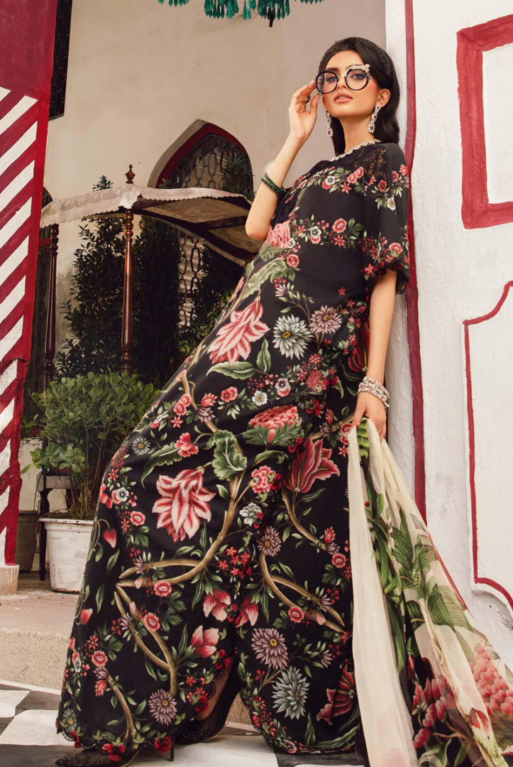 3 Piece Stitched Embroidered Linen Rani Mahal by Maria B M prints Fall Edit'25 Winter Collection MB25FE-9B