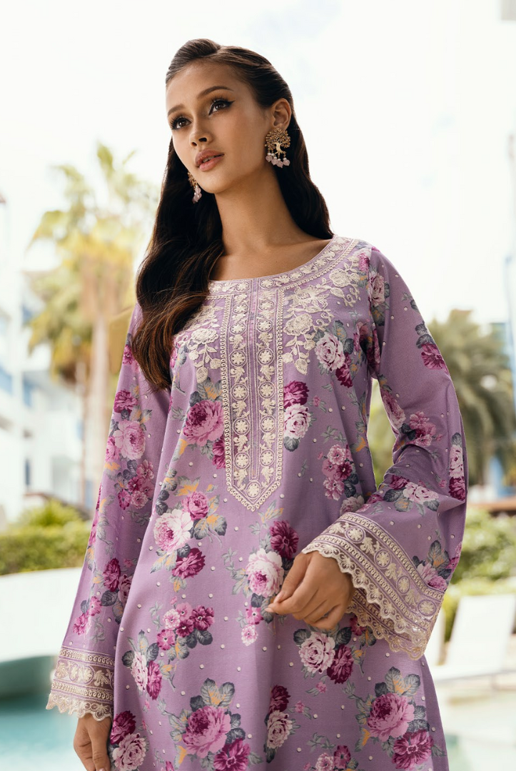 2 Piece Stitched Embroidered Cambric Lawn Suit From Minsk By Esra - 06