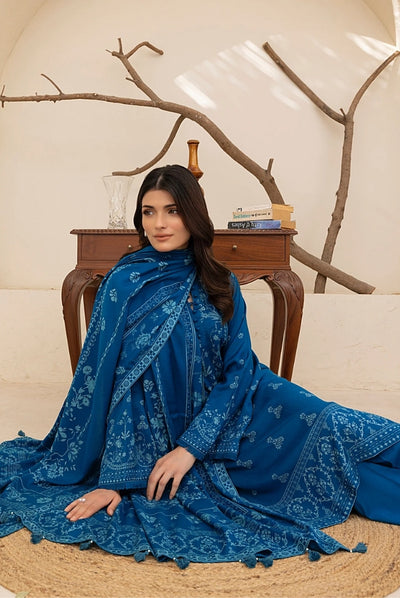 3 Piece Stitched Printed Suits Collection By Lakhany Pashmina - Blue